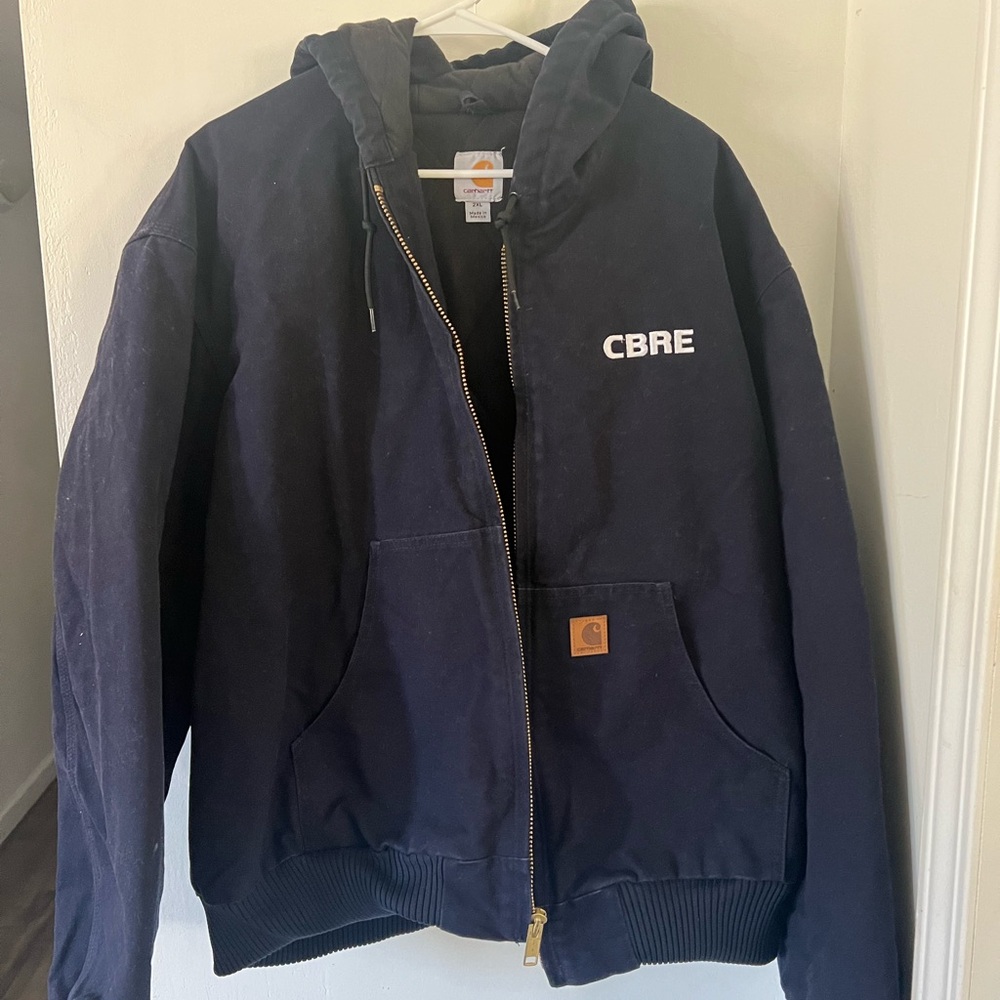Carhartt Navy Blue Hooded Jacket 2xl